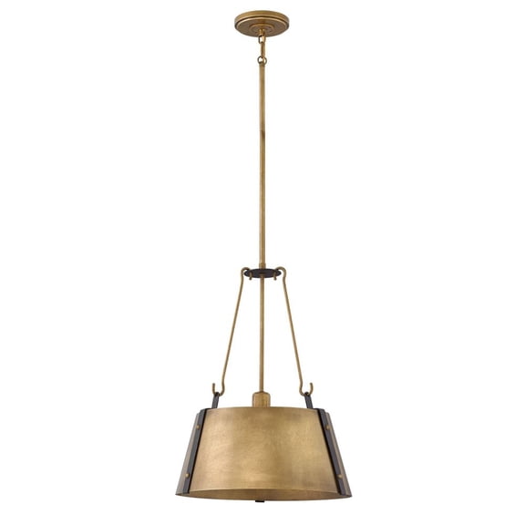 1 Light Medium Drum Chandelier In Traditional-Rustic-Industrial Style 15.25 Inches Wide By 19.75 Inches High-Rustic Brass Finish Hinkley Lighting