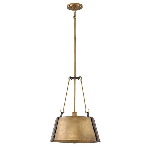 1 Light Medium Drum Chandelier In Traditional-Rustic-Industrial Style 15.25 Inches Wide By 19.75 Inches High-Rustic Brass Finish Hinkley Lighting