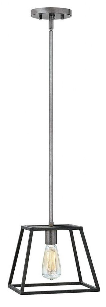 Aged Zinc Mini Pendant Light with Glass Shade