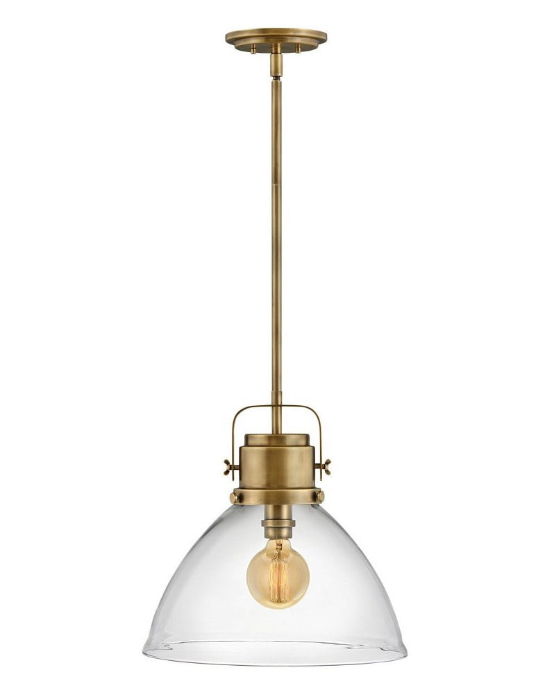 Malone Heritage Brass and Clear Glass Pendant Light