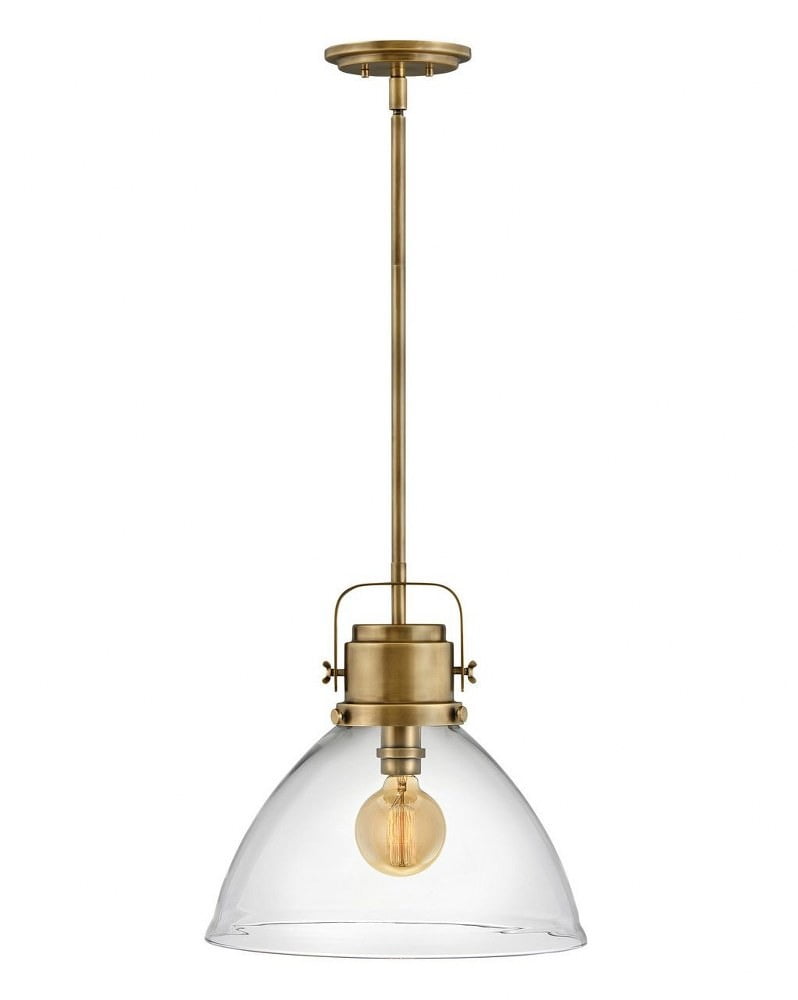 Malone Heritage Brass and Clear Glass Pendant Light