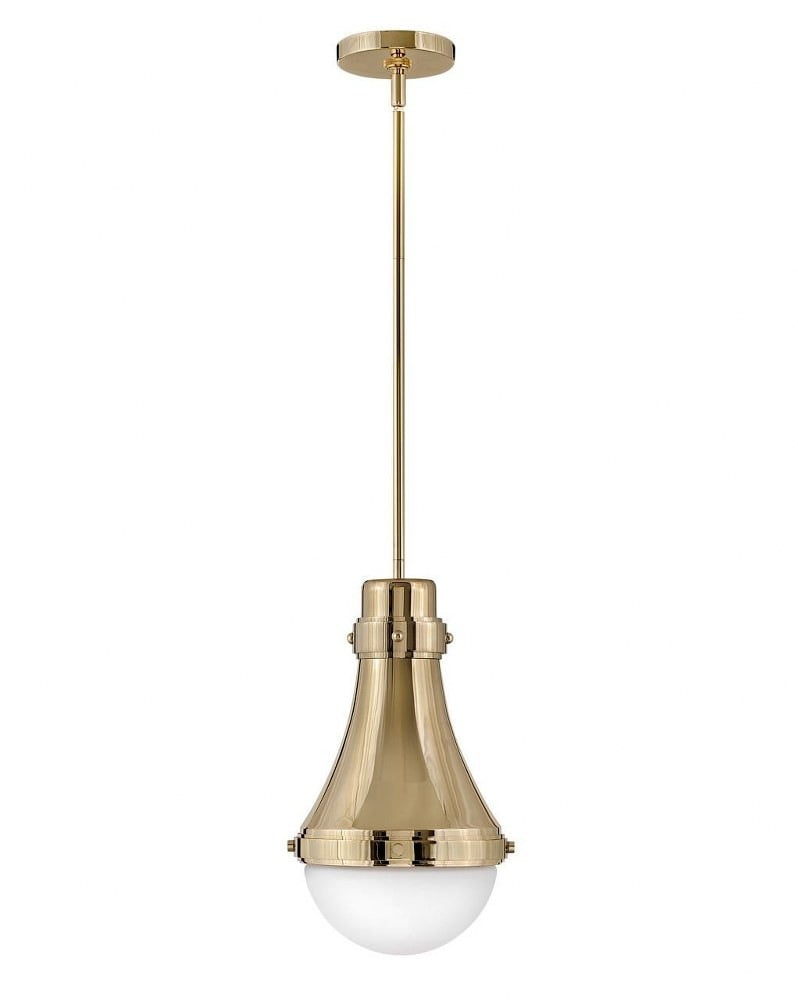 Oliver Bright Brass Etched Opal Glass 1-Light Pendant