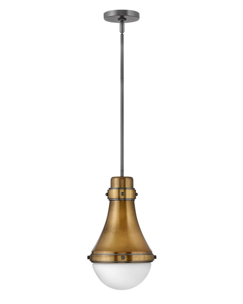 Oliver Heritage Brass 1-Light Pendant with Etched Opal Shade