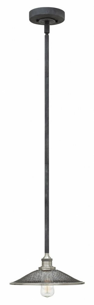 Aged Zinc Industrial Pendant Light with Mesh Shade
