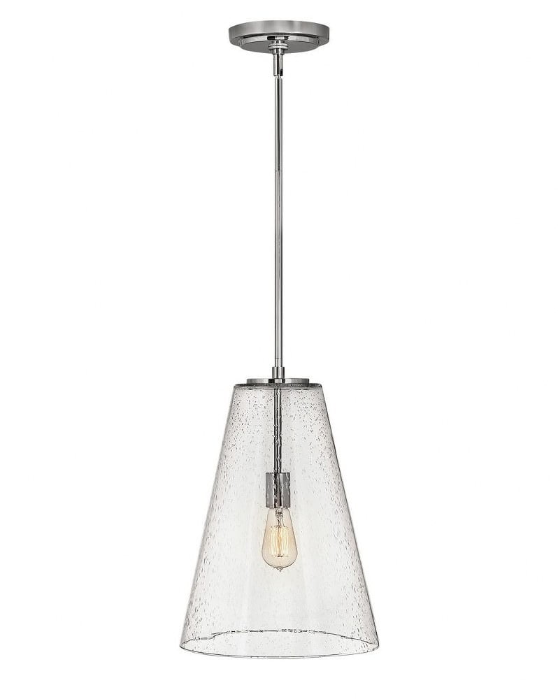 Polished Nickel Glass LED Single Pendant Light