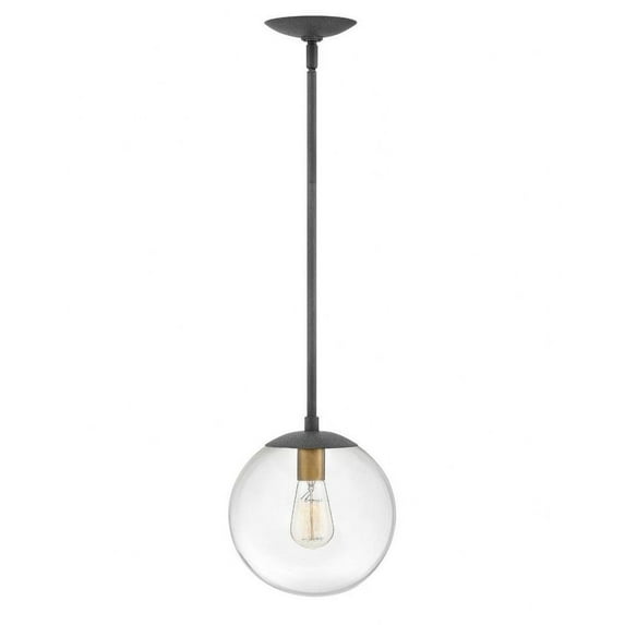 One Light Pendant In Mid-Century Modern-Scandinavian Style 9.5 Inches Wide By 10.75 Inches High-Aged Zinc Finish-Clear Glass Color Hinkley Lighting