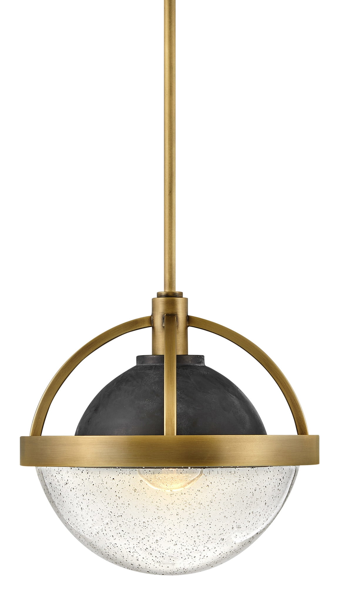 Heritage Brass & Slate Bronze Clear Seedy Glass Globe Pendant