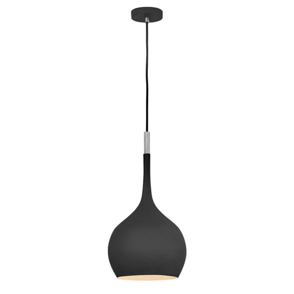 One Light Medium Pendant In Transitional-Modern-Scandinavian Style 12 Inches Wide By 23 Inches High-Black/Polished Nickel Finish Hinkley Lighting