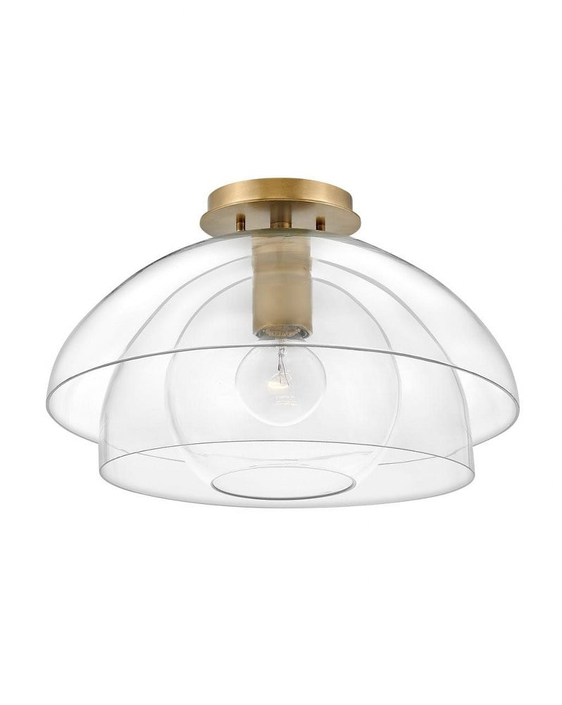 Heritage Brass and Clear Glass Semi-Flush Mount Light