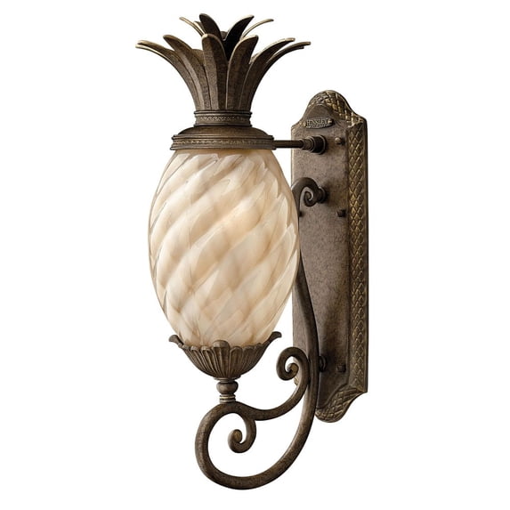 2120PZ Hinkley Lighting Plantation - 1 Light Small Outdoor Wall Lantern in Traditional and Glam Style - 8 Inches Wide by 22 Inches High-Pearl Bronze