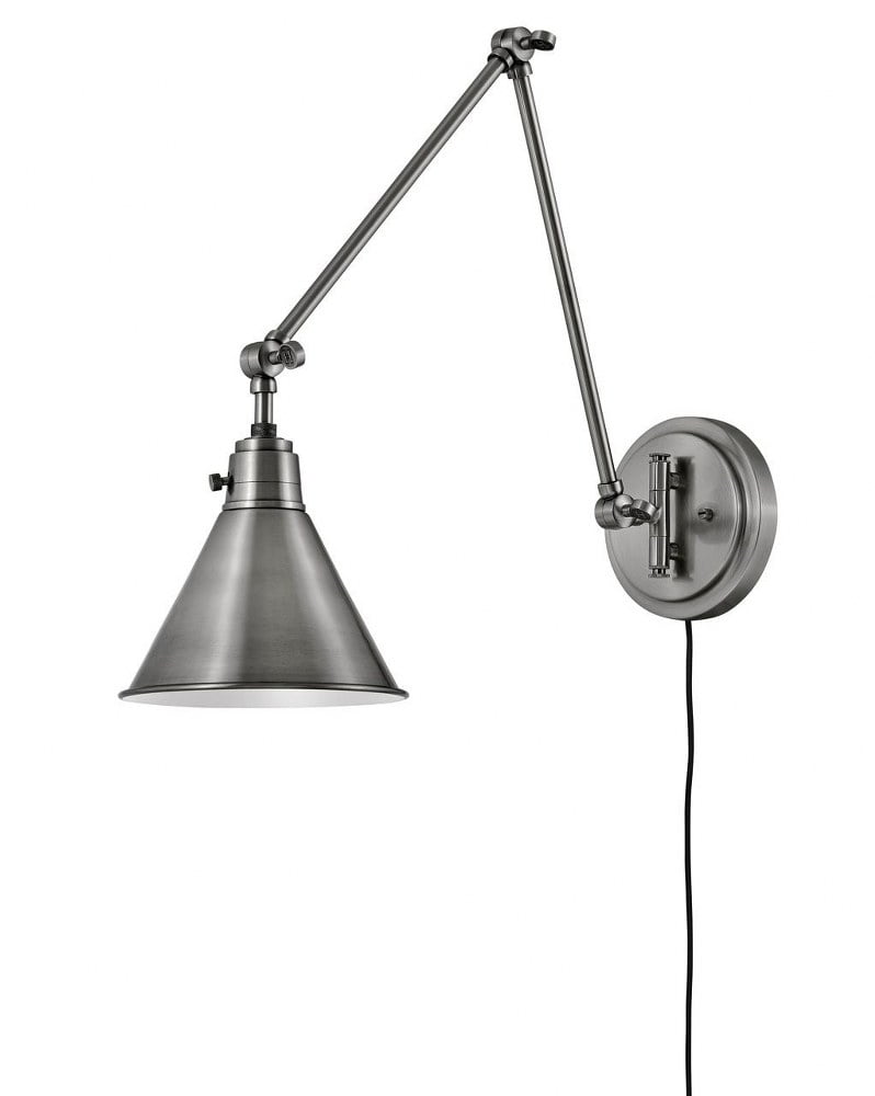 Polished Antique Nickel Swing Arm Wall Sconce