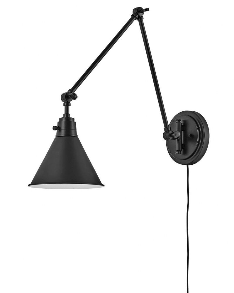 Arti Adjustable Black Steel Swing Arm Wall Sconce