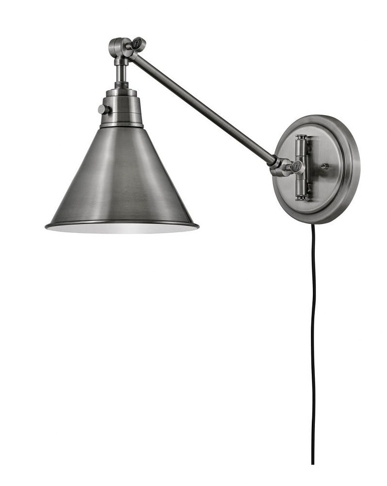 Polished Antique Nickel Adjustable Swing Arm Wall Sconce