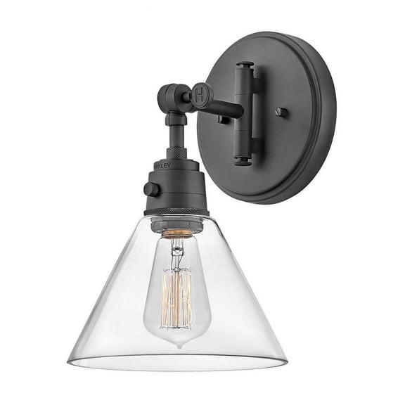3691BK-CL Hinkley Lighting Arti - 1 Light Small Wall Sconce in Transitional Style - 7.5 Inches Wide by 12.25 Inches High-Black Finish-Clear Shade