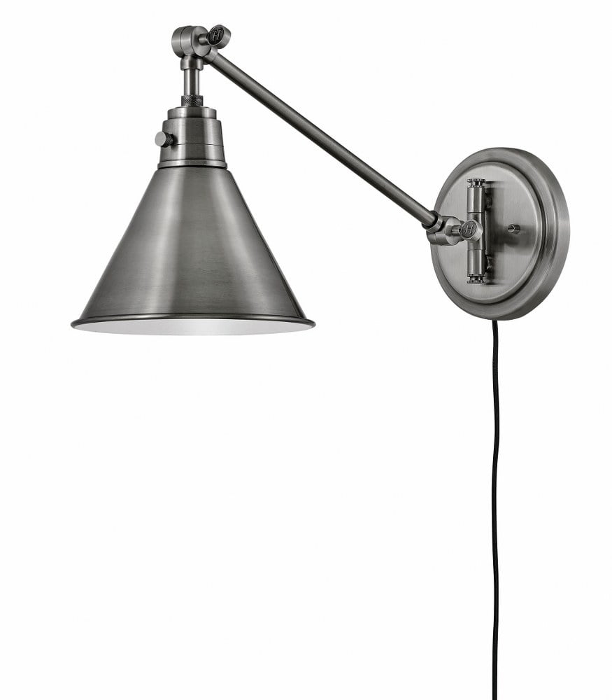 Polished Antique Nickel Adjustable Swing Arm Wall Sconce