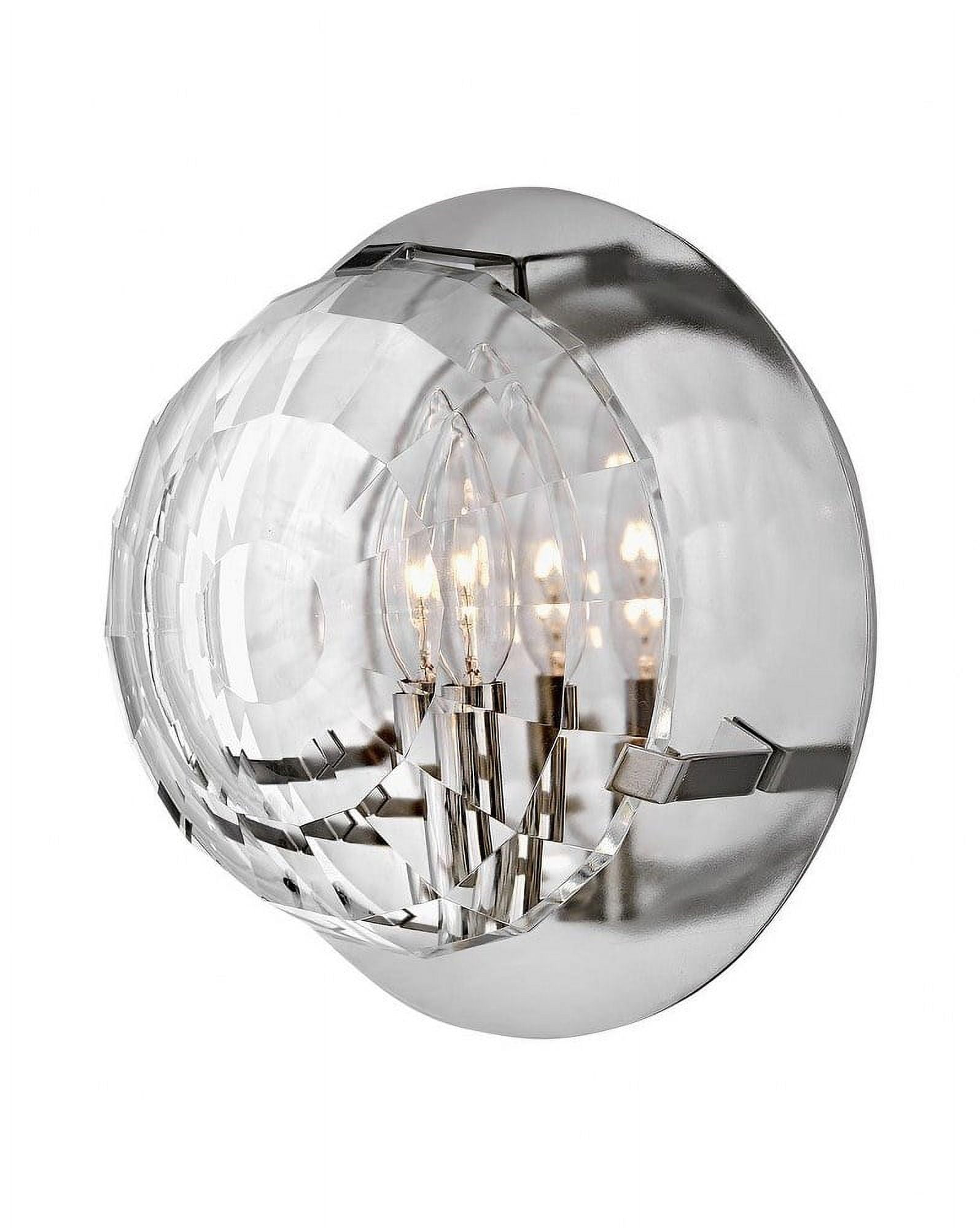 Elegant Leo Polished Nickel Optic Crystal 1-Light Sconce
