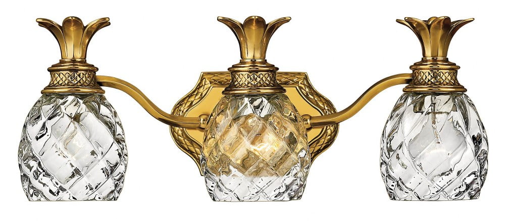 Burnished Brass 3-Light Vanity Fixture with Clear Optic Glass
