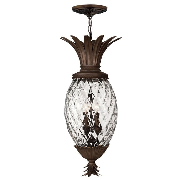 2222CB Hinkley Lighting Plantation - 4 Light Medium Outdoor Hanging Lantern in Traditional-Glam Style - 12.5 Inches Wide by 28.5 Inches High-Copper