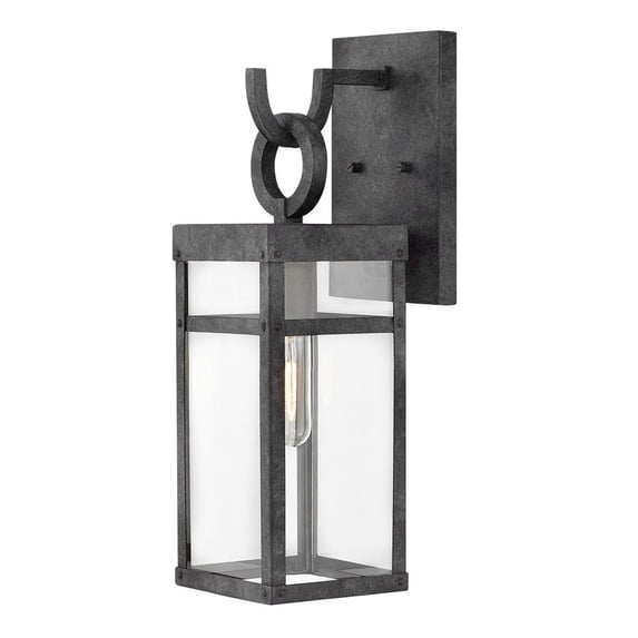 2800DZ-LL Hinkley Lighting Porter - 1 Light Small Outdoor Wall Lantern in Transitional Style - 6 Inches Wide by 18.5 Inches High-Aged Zinc Finish-LED