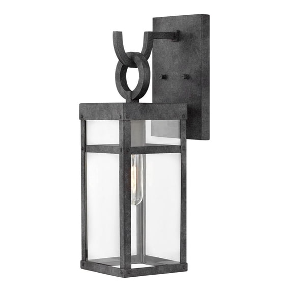 2800DZ-LL Hinkley Lighting Porter - 1 Light Small Outdoor Wall Lantern in Transitional Style - 6 Inches Wide by 18.5 Inches High-Aged Zinc Finish-LED