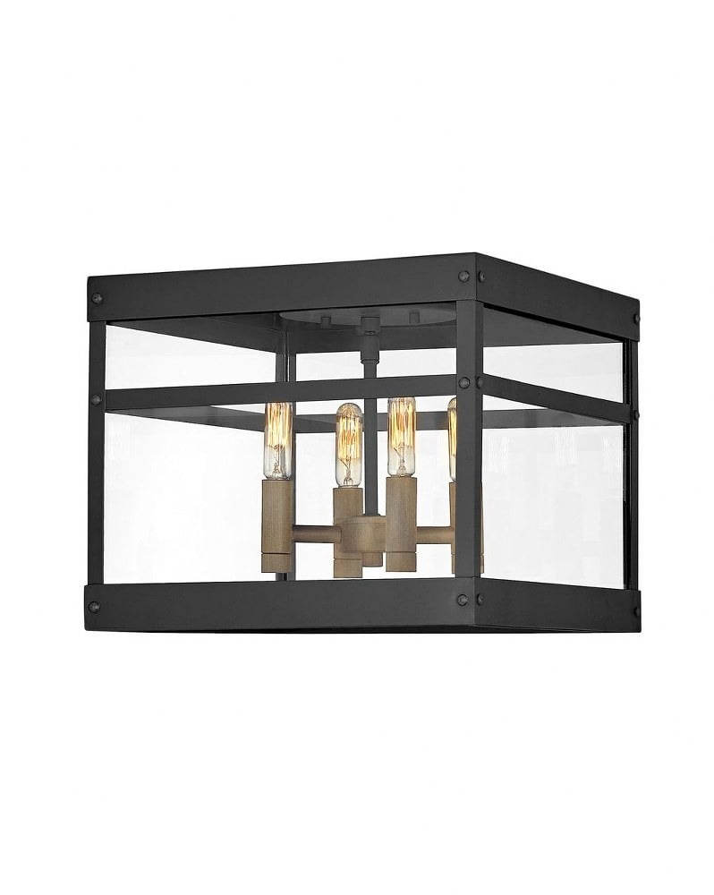 Porter Transitional 4-Light Black and Burnished Bronze Outdoor Flush Mount