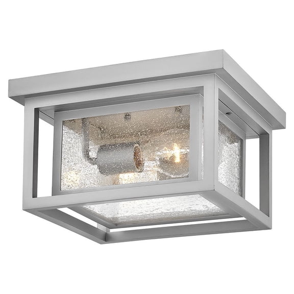 1003SI Hinkley Lighting Republic - 16W 2 LED Outdoor Medium Flush Mount-6.5 Inches Tall and 11 Inches Wide-Satin Nickel Finish