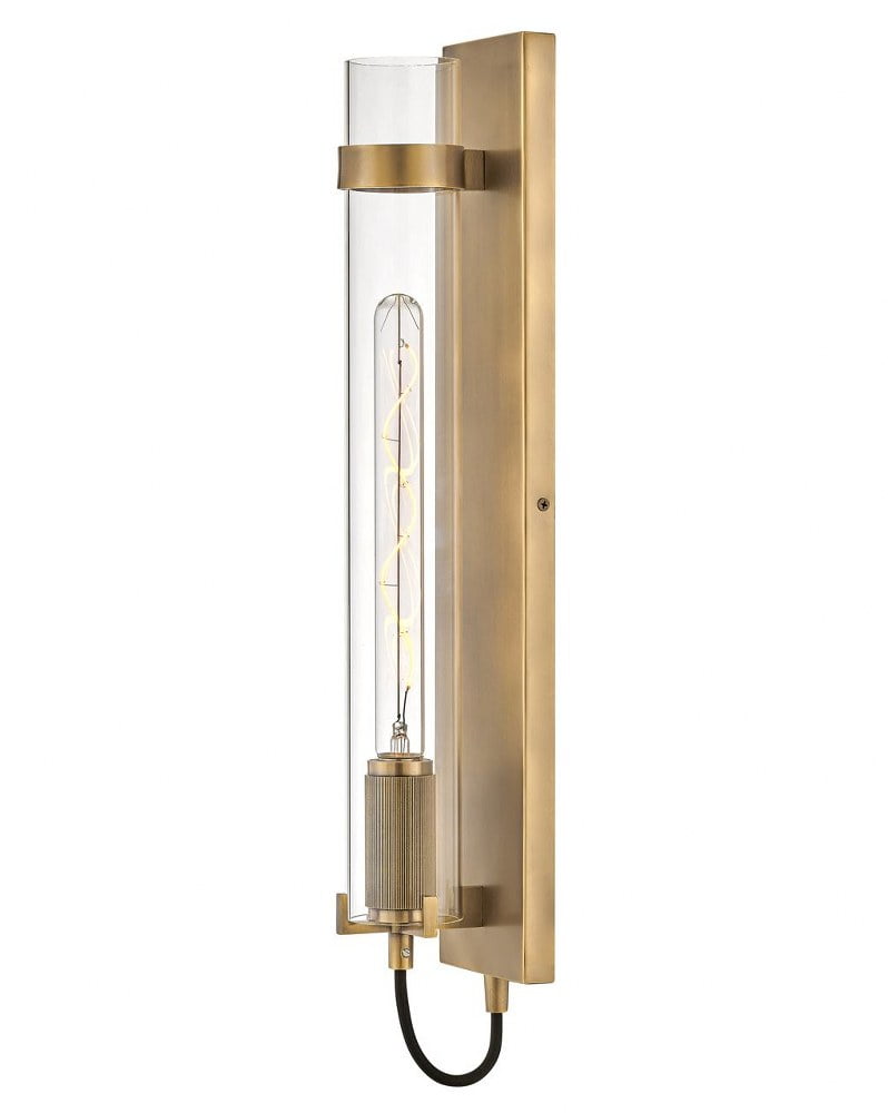Ryden Heritage Brass Cylinder Sconce with Clear Glass Shade