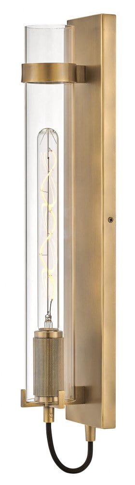 Ryden Heritage Brass Cylinder Sconce with Clear Glass Shade