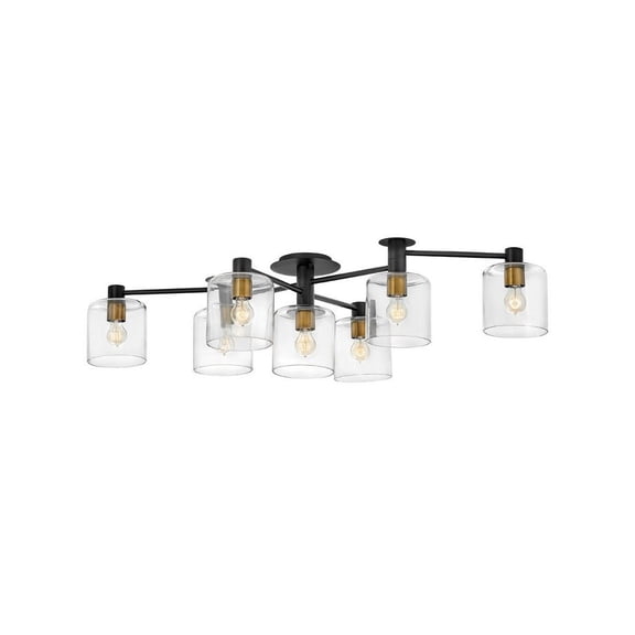 7 Light Extra Large Semi-Flush Mount In Transitional-Modern Style 58.75 Inches Wide By 12.5 Inches High-Black Finish Hinkley Lighting 4513Bk