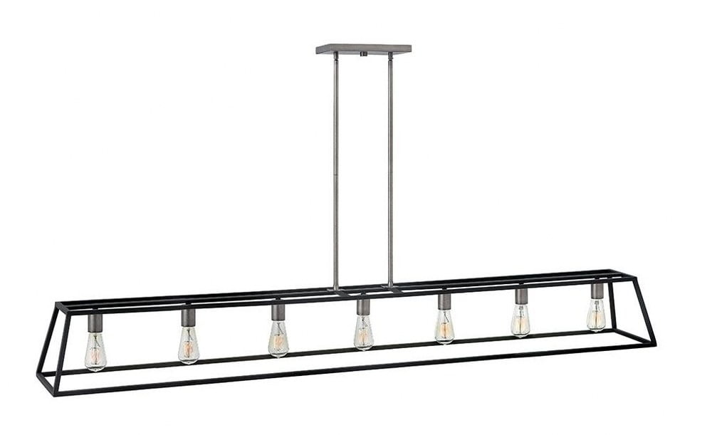 Aged Zinc Tapered Cage 7-Light Industrial Chandelier