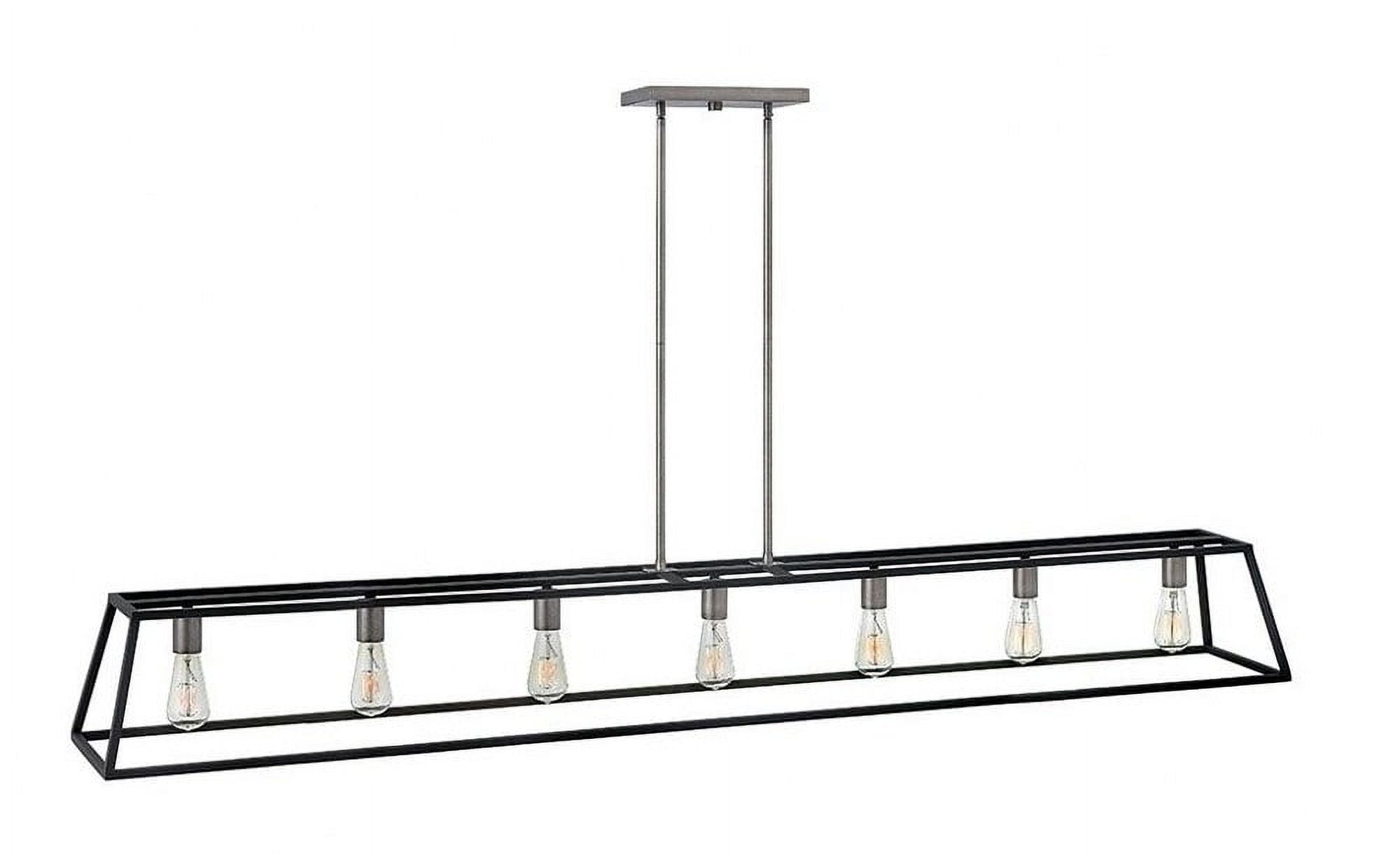 Aged Zinc Tapered Cage 7-Light Industrial Chandelier