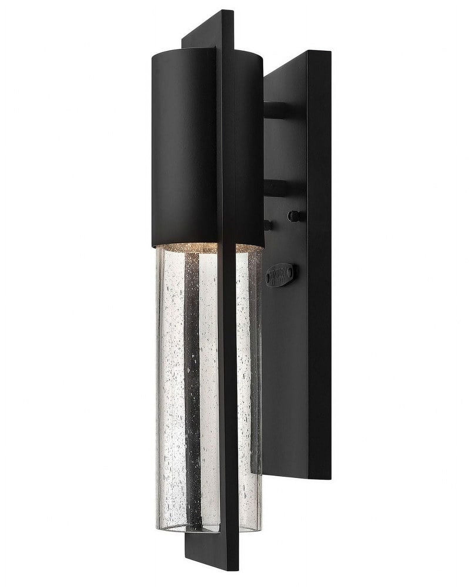 Sleek Black Aluminum LED Wall Light with Clear Seedy Glass