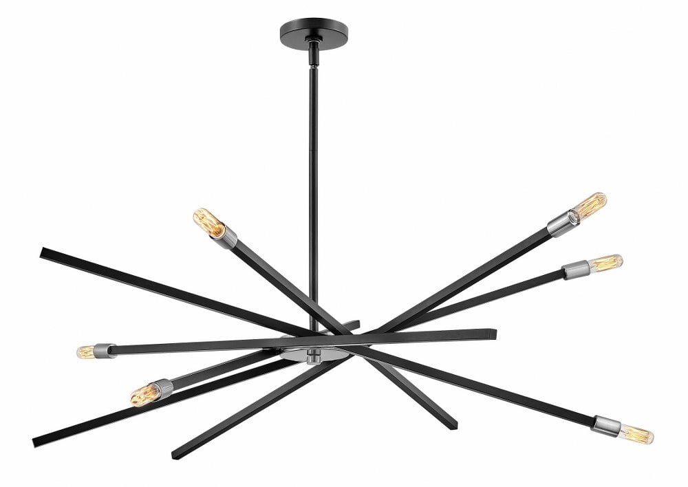 Mini Sputnik 6-Light Chandelier in Satin Black with Articulating Arms