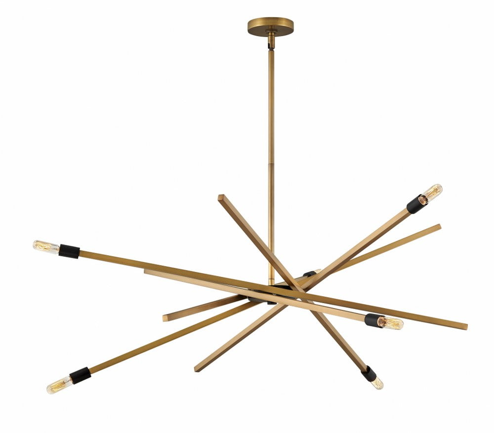 Mini Heritage Brass Sputnik 6-Light Chandelier with Black Accents