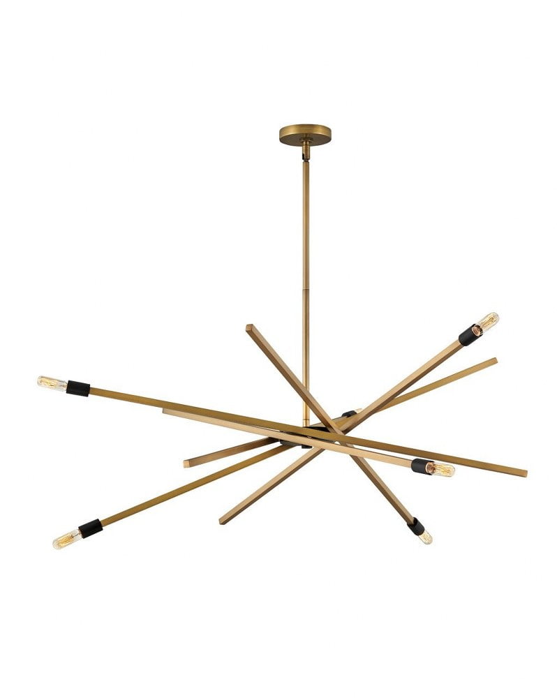 Mini Heritage Brass Sputnik 6-Light Chandelier with Black Accents