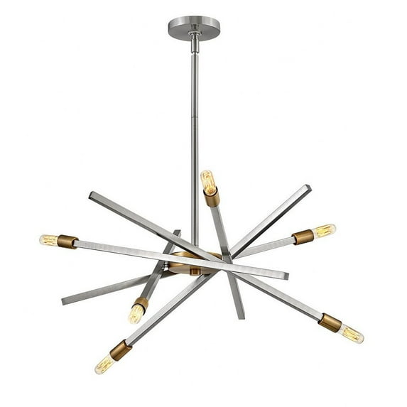 4765BN Hinkley Lighting Archer - 6 Light Medium Chandelier in Transitional-Modern-Scandinavian Style - 26 Inches Wide by 26 Inches High-Brushed Nickel