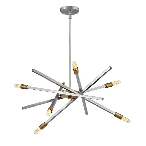 4765BN Hinkley Lighting Archer - 6 Light Medium Chandelier in Transitional-Modern-Scandinavian Style - 26 Inches Wide by 26 Inches High-Brushed Nickel