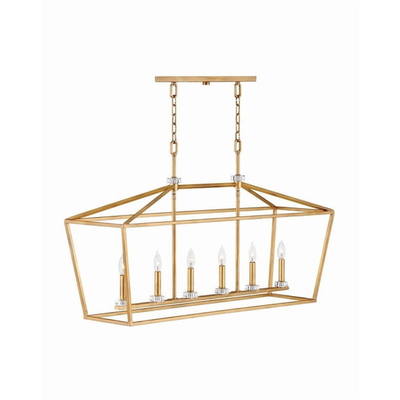 3539DA Hinkley Lighting Stinson - 6 Light Linear Chandelier in Transitional Style - 42 Inches Wide by 24.5 Inches High-Distressed Brass Finish