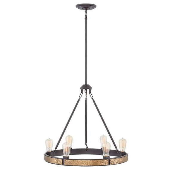4395BZ Hinkley Lighting Everett - 6 Light Medium Chandelier in Transitional-Rustic-Industrial Style - 24.5 Inches Wide by 22 Inches High-Bronze Finish