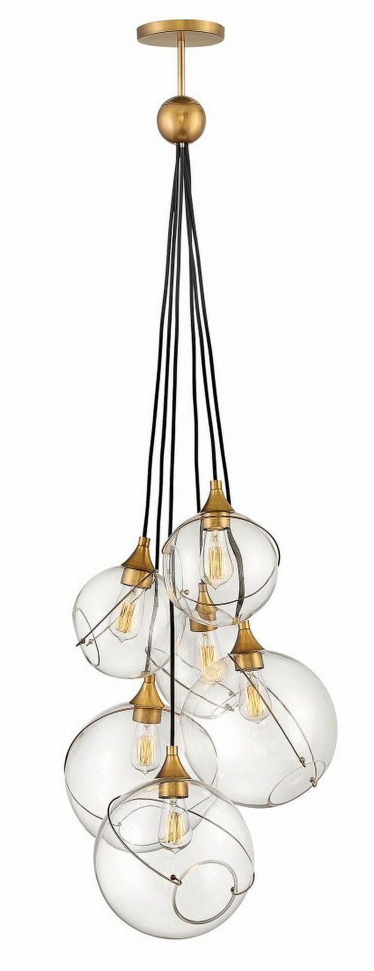 Heritage Brass and Clear Glass 6-Light Cluster Pendant