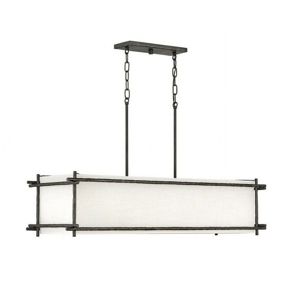 Six Light Linear Chandelier In Transitional Style 42 Inches Wide By 23.25 Inches High-Forged Iron Finish Hinkley Lighting 3676Fe