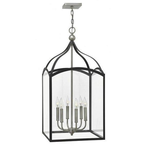 3414DZ-Hinkley Lighting-Clarendon - 6 Light Large Open Frame Foyer in Traditional Style - 16 Inches Wide by 33.75 Inches High-Aged Zinc Finish