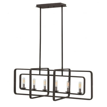 6 Light Linear Chandelier In Mid-Century Modern-Industrial Style 36 Inches Wide By 13 Inches High-Aged Zinc Finish Hinkley Lighting 4815Dz