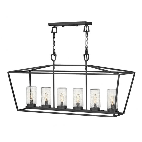 2569MB Hinkley Lighting Alford Place - 6 Light Outdoor Linear Hanging Lantern in Traditional Style - 40 Inches Wide by 18.75 Inches High-Museum Black
