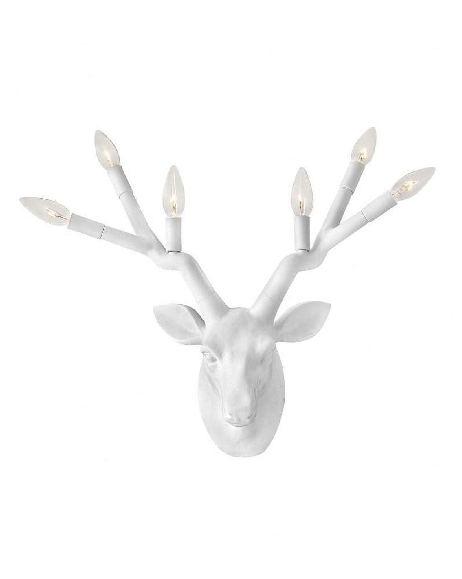 Chalk White 6-Light Dimmable Deer Sconce with Removable Cord