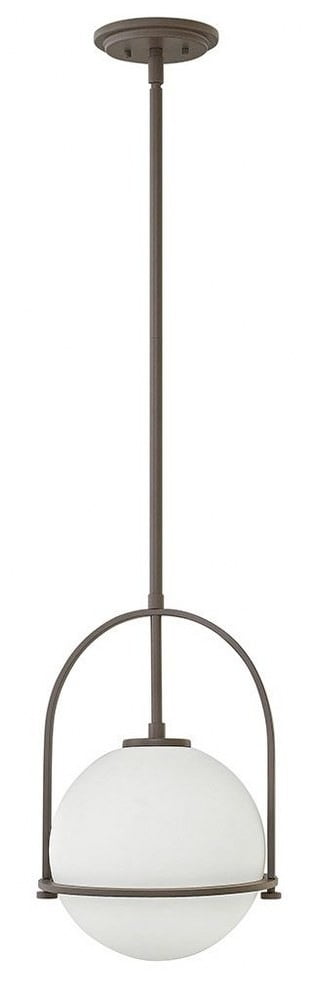 Somerset 10" Etched Opal Globe Pendant in Buckeye Bronze