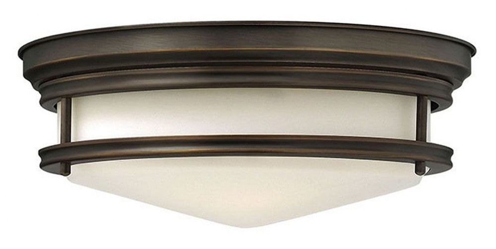 Etched Opal Glass and Oil Rubbed Bronze 3-Light Flush Mount