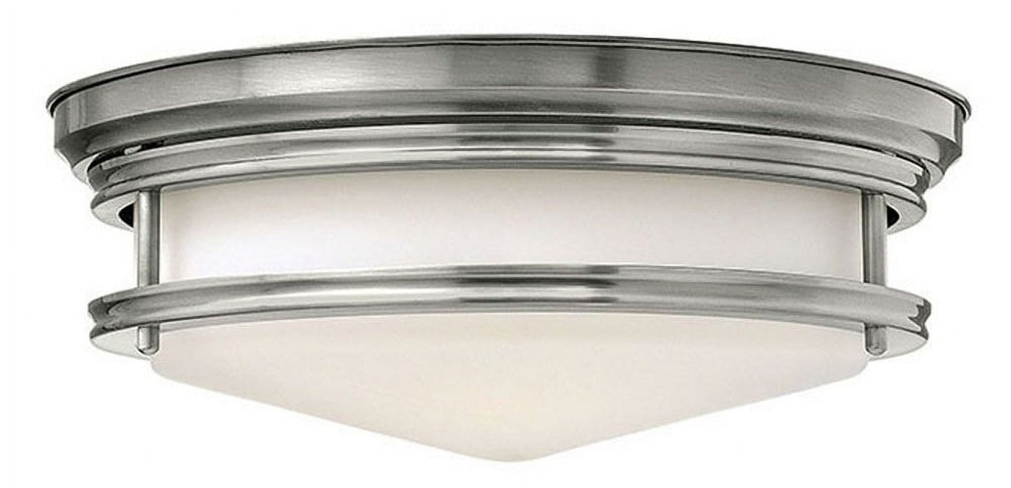 Hadley Etched Opal Glass 3-Light 14" Antique Nickel Flush Mount