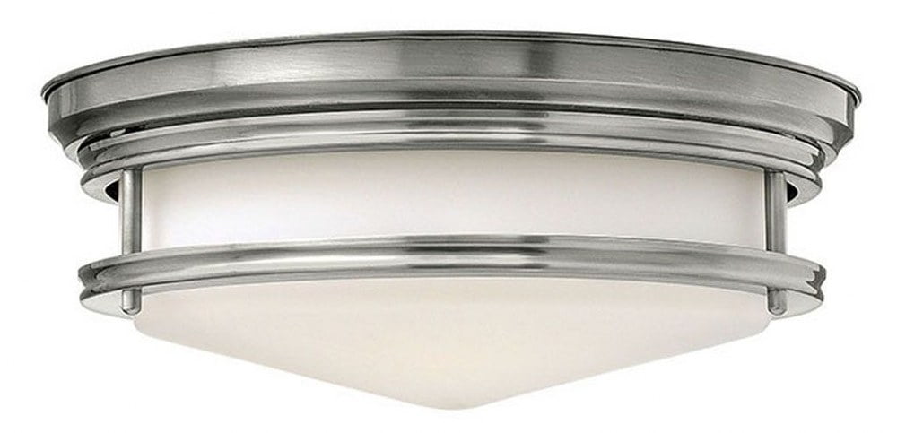 Hadley Etched Opal Glass 3-Light 14" Antique Nickel Flush Mount