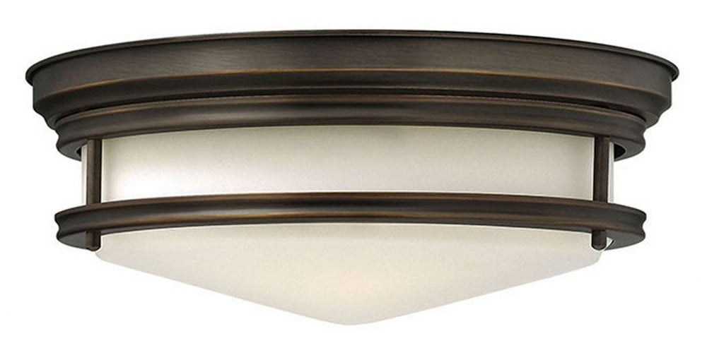 Etched Opal Glass and Oil Rubbed Bronze 3-Light Flush Mount